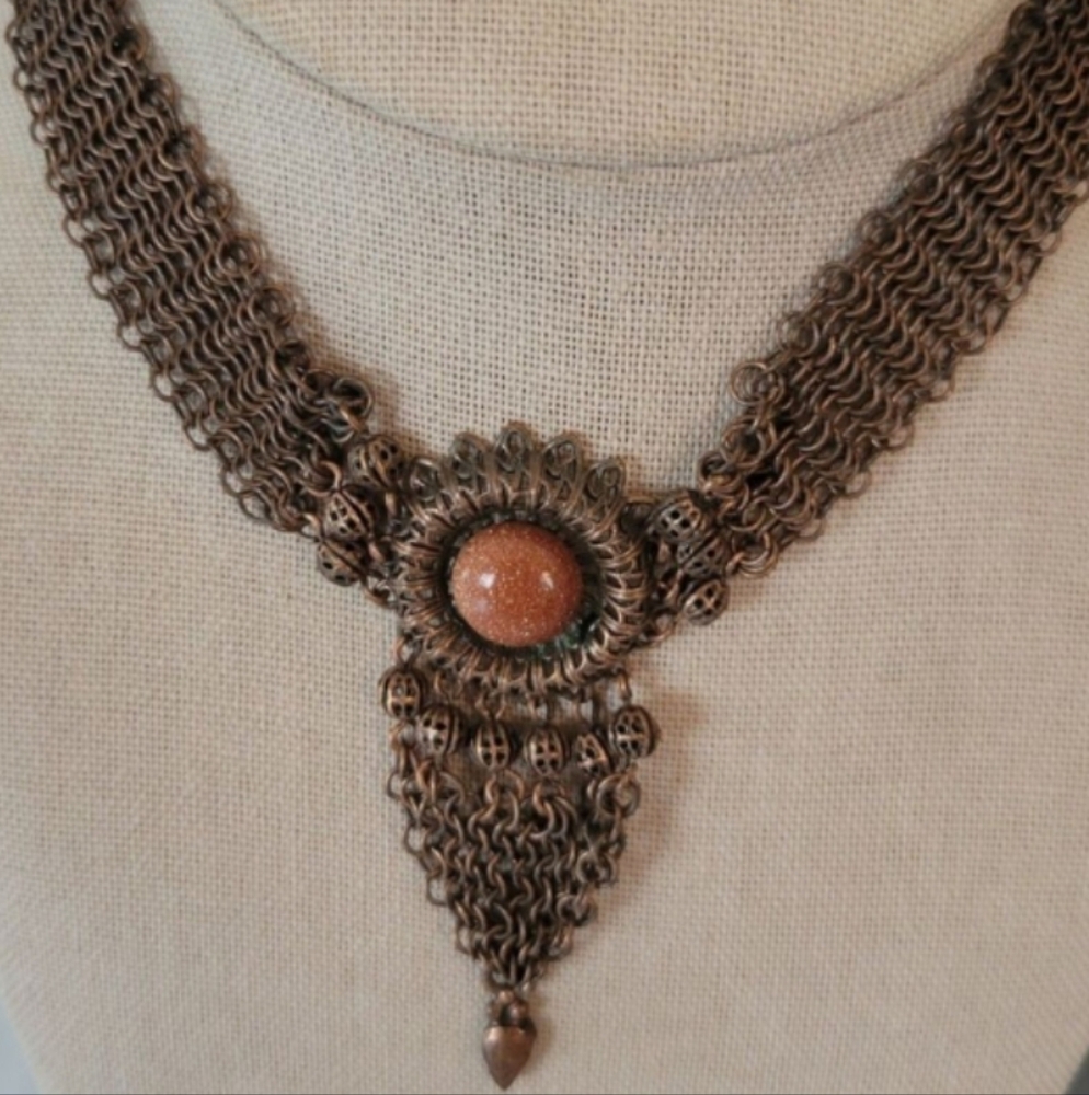 Elegant Bronze Statement Necklace